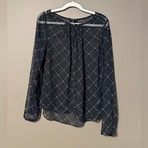The Limited Sheer Black Blouse with White Stripes Size S